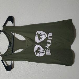 Womans Beach'in racerback tank top.